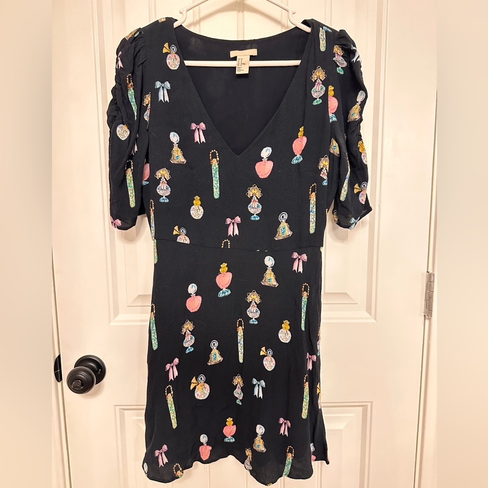 H&M Perfume Bottle Dress with ruched puff sleeve